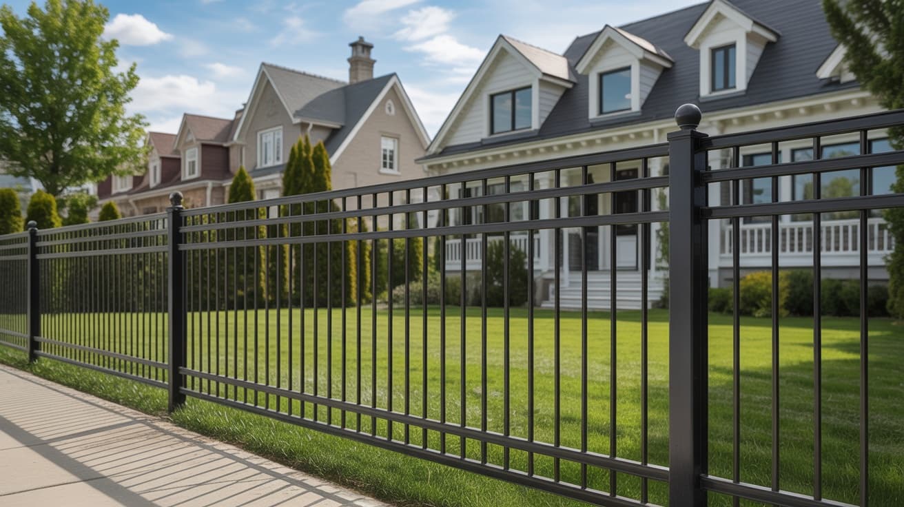 Belle propriété résidentielle avec clôture en aluminium moderne